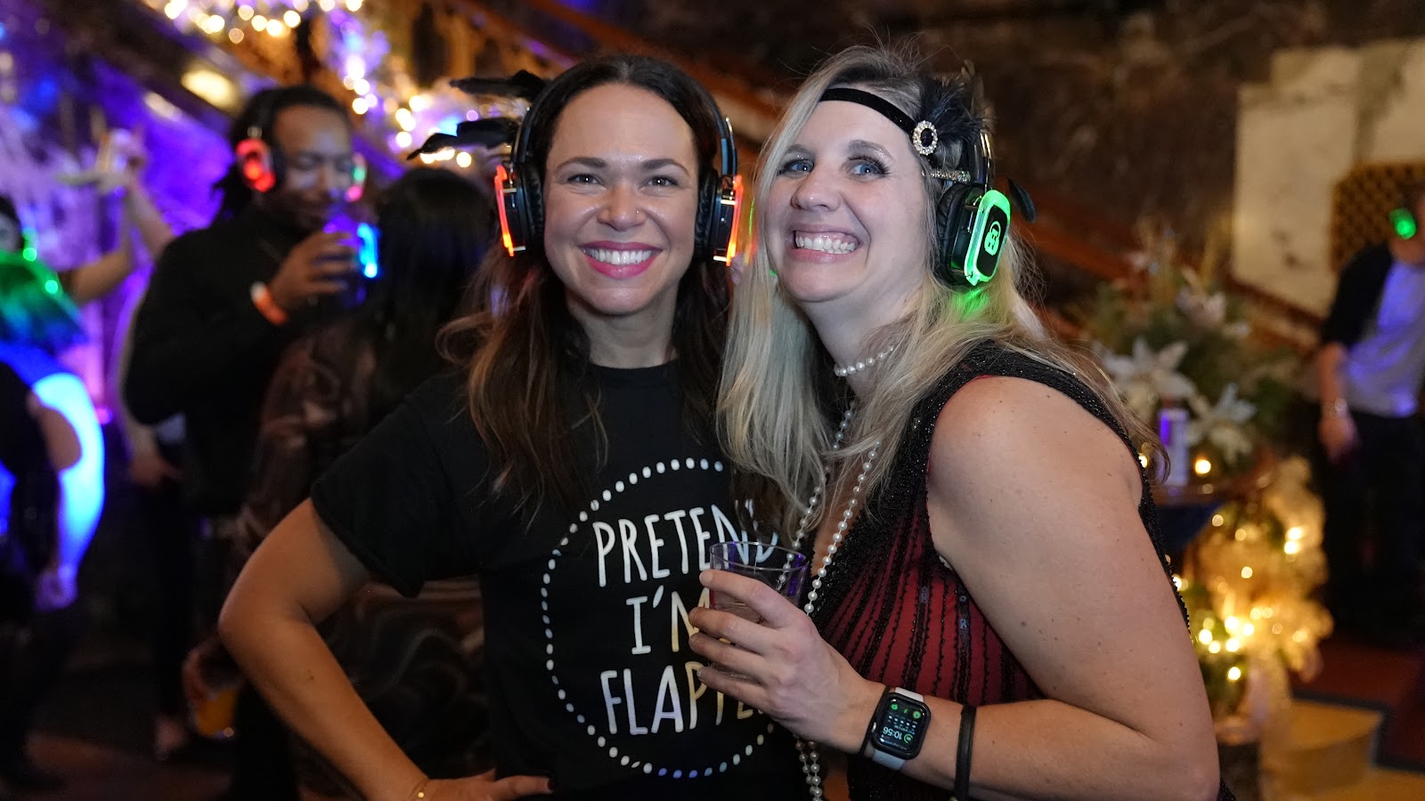 SE2 Silent Disco photo showing party guests on a silent disco dance floor with event storytelling, asset RMR36W.